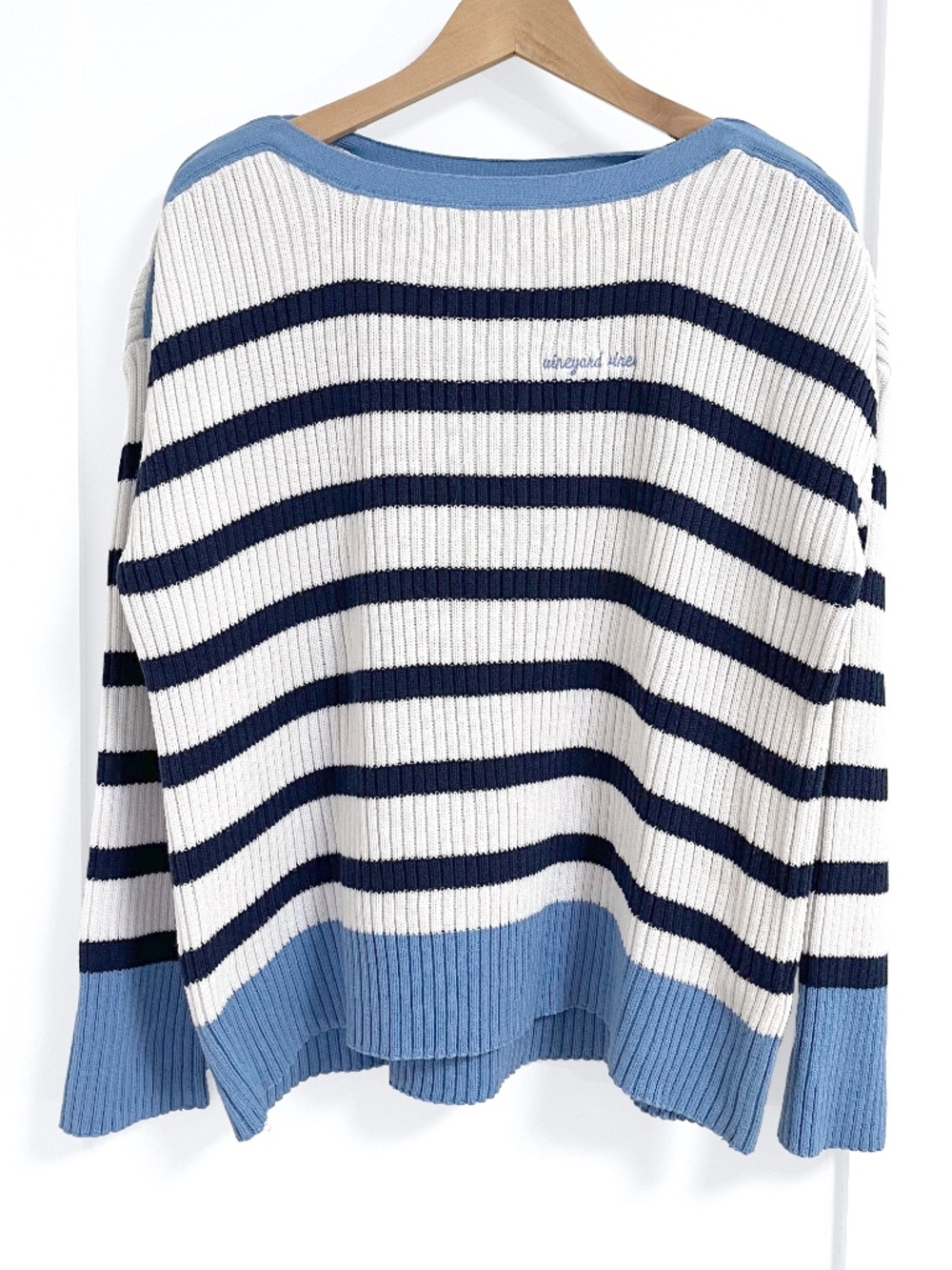 Vineyard Vines Striped Cotton Sweater with Embroidered Logo